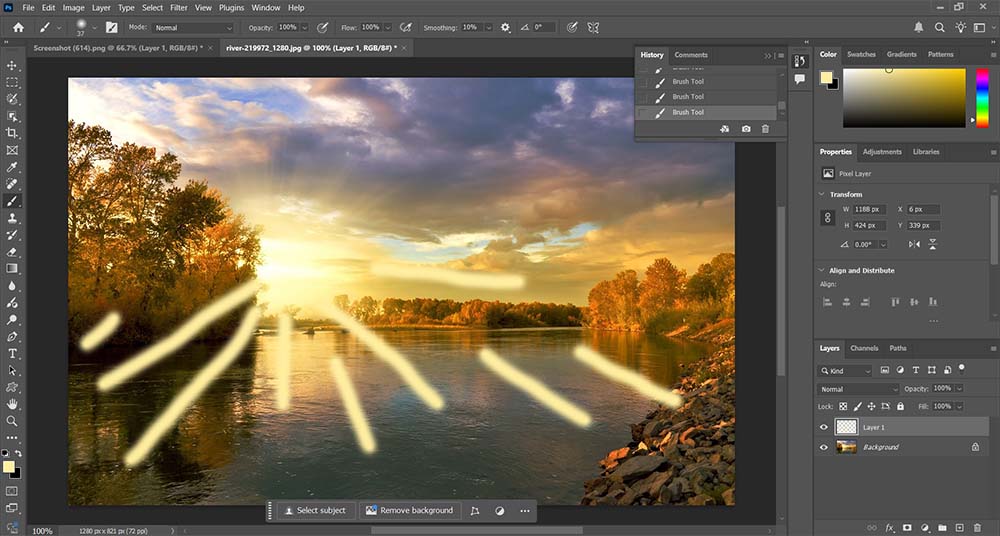 نقاشی پرتوهای نور Brush